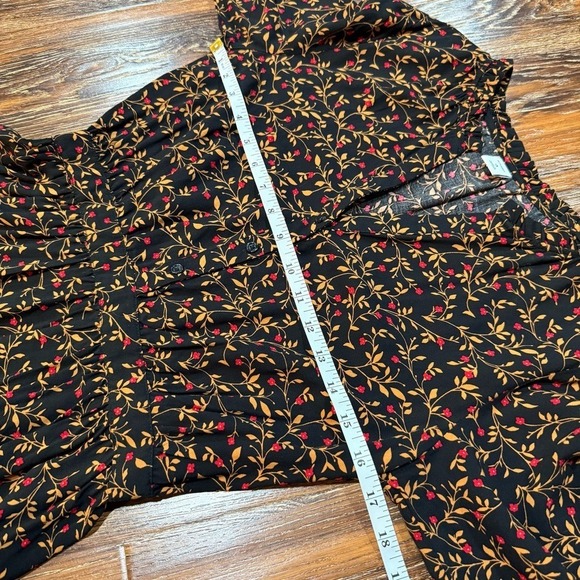Old Navy Black Gold Midi Dress Ruffle Bell Sleeve Size XS Womens Christmas Flora - Picture 3 of 7